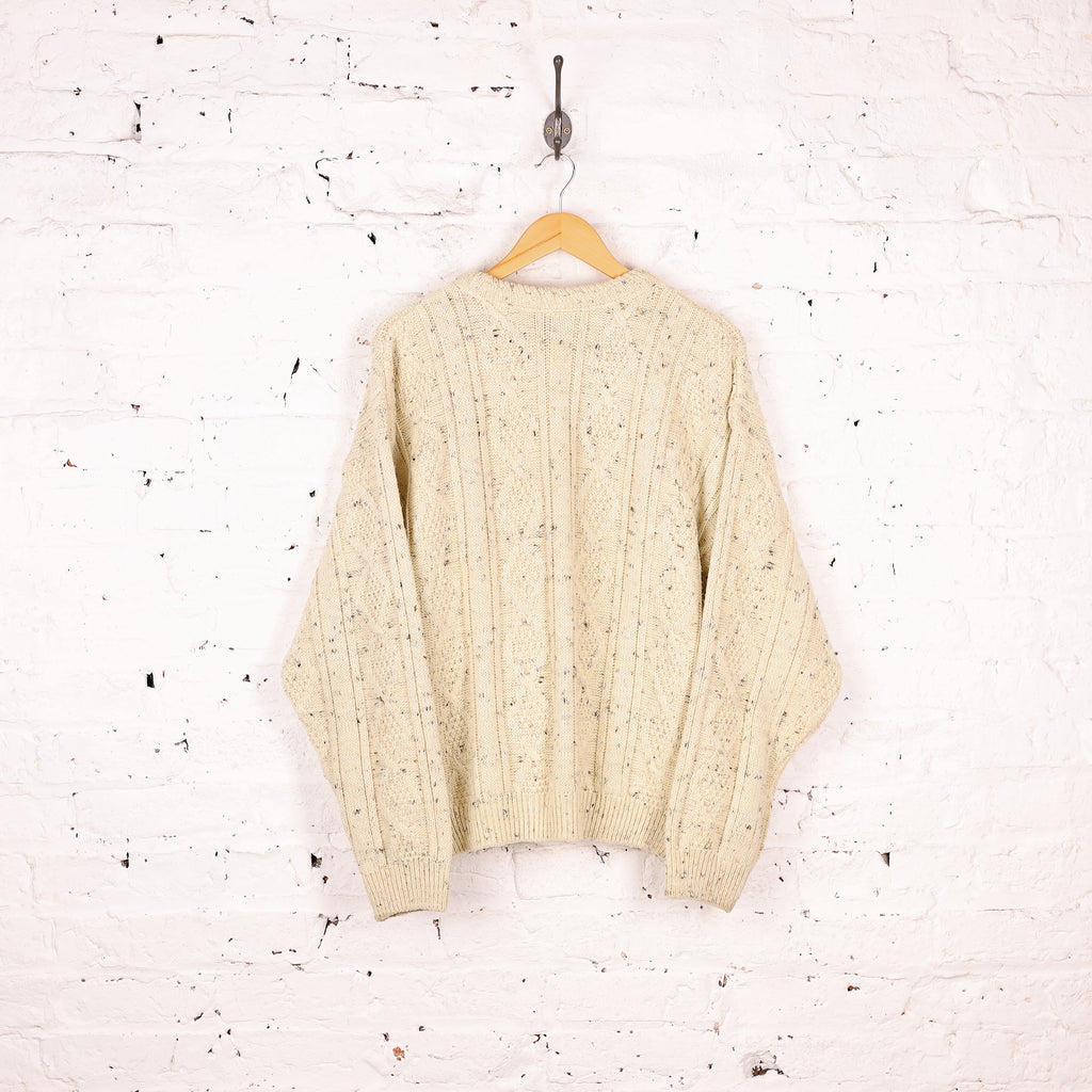 Aran Cable Knit Jumper  - Cream  - M