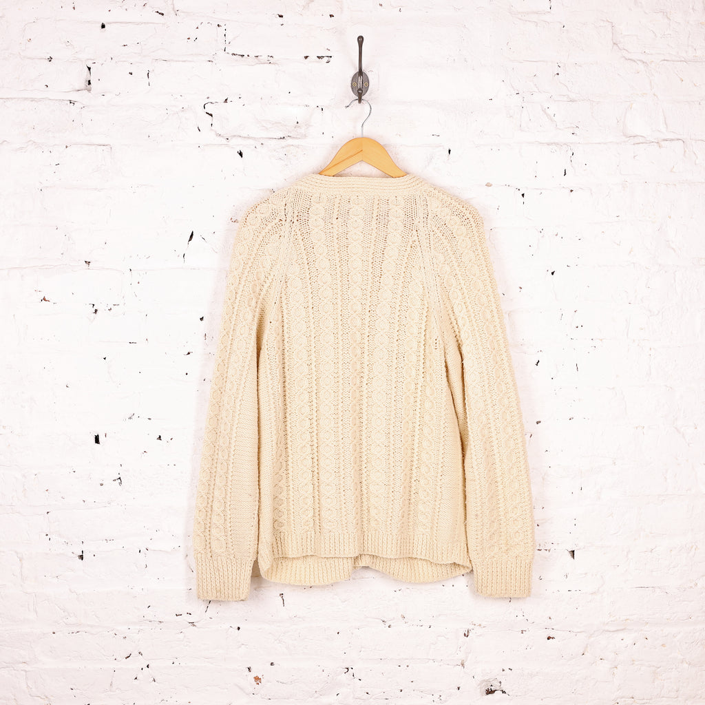 Women's Aran Cable Knit Cardigan - Cream - Women's M