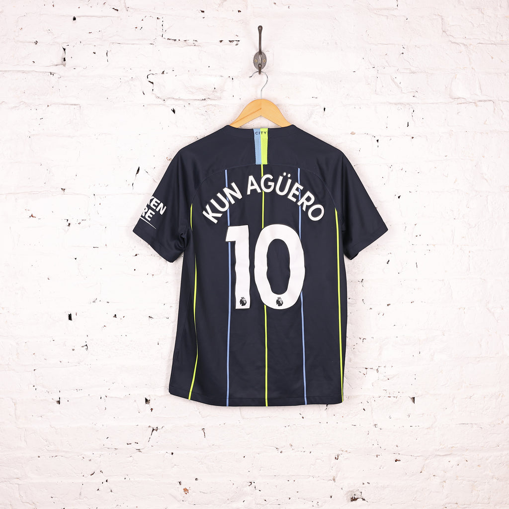 Manchester City 2018 Aguero Away Football Shirt - Blue - M