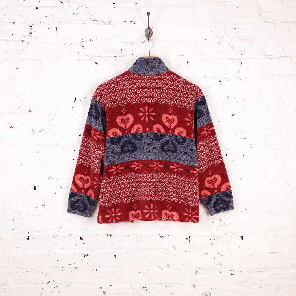 90s 1/4 Zip Pattern Fleece - Red - S