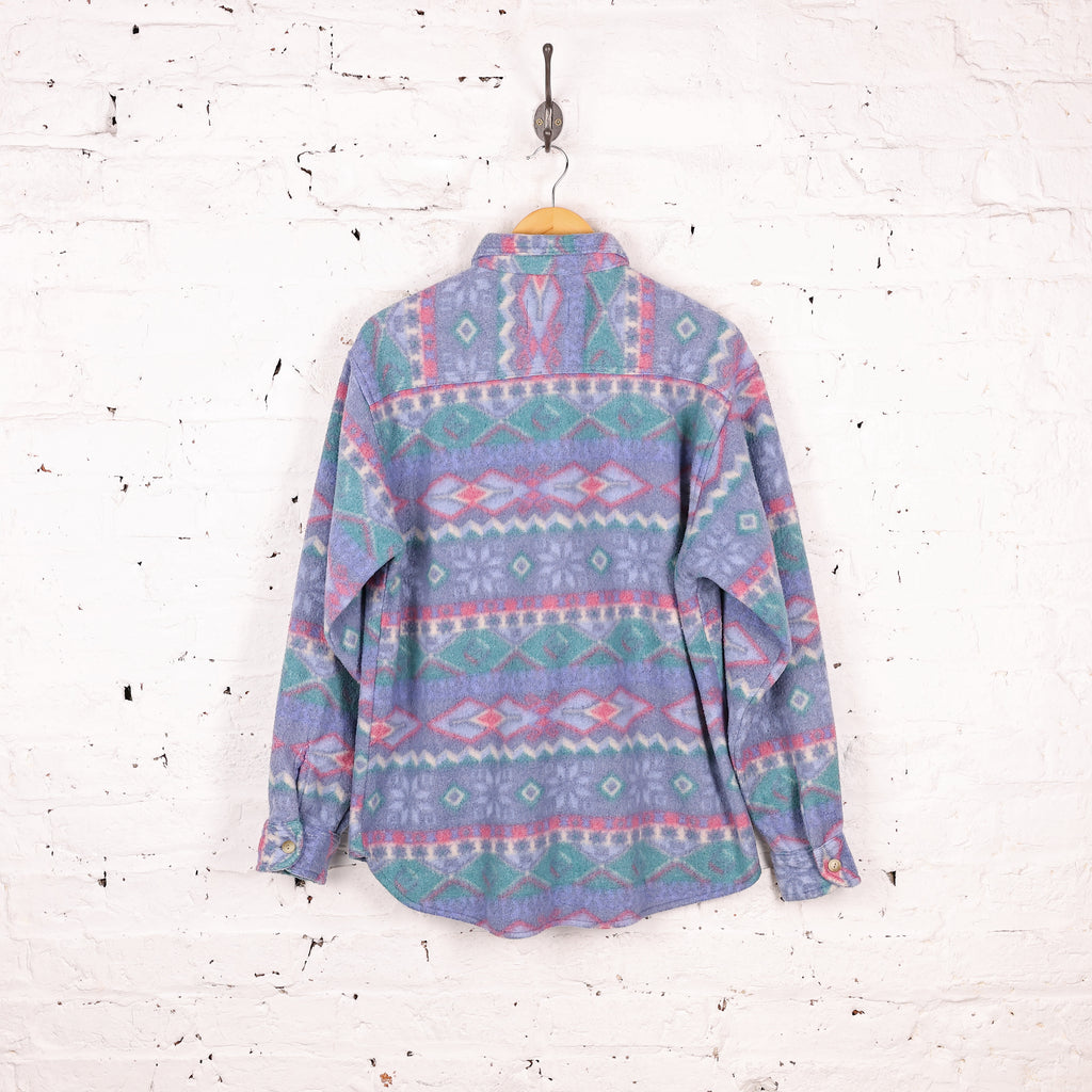 90s Pattern Fleece Shirt - Purple - M