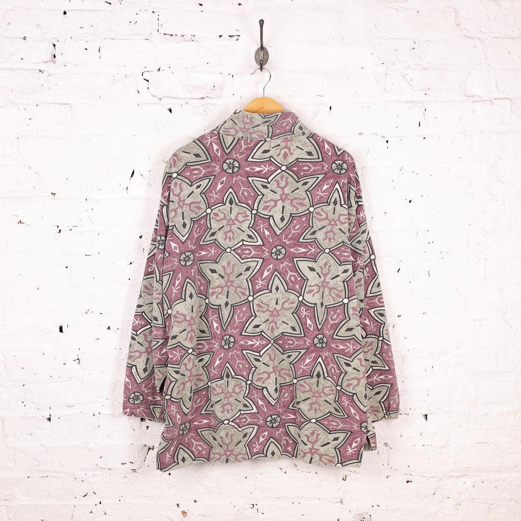 90s 1/4 Zip Pattern Sweatshirt - Purple - XL