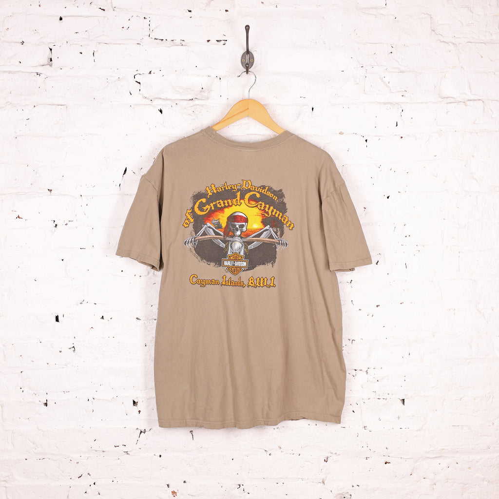 90s Harley Davidson Short Sleeve T Shirt - Khaki - XL