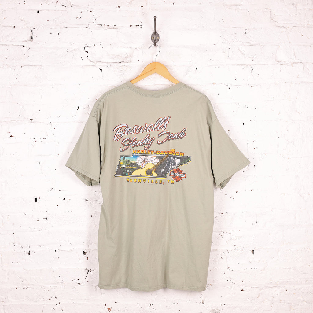 90s Harley Davidson Short Sleeve T Shirt - Green - XXL