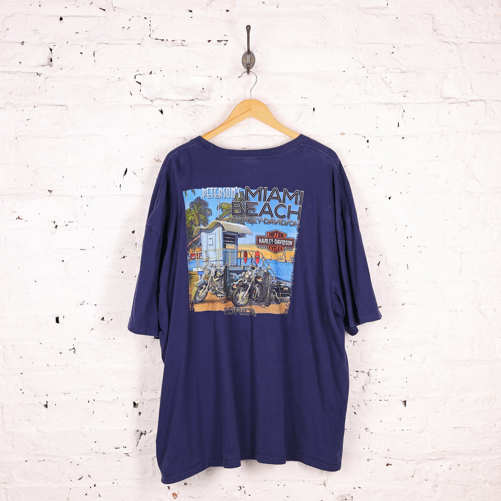 90s Harley Davidson Short Sleeve T Shirt - Blue - XXXXL