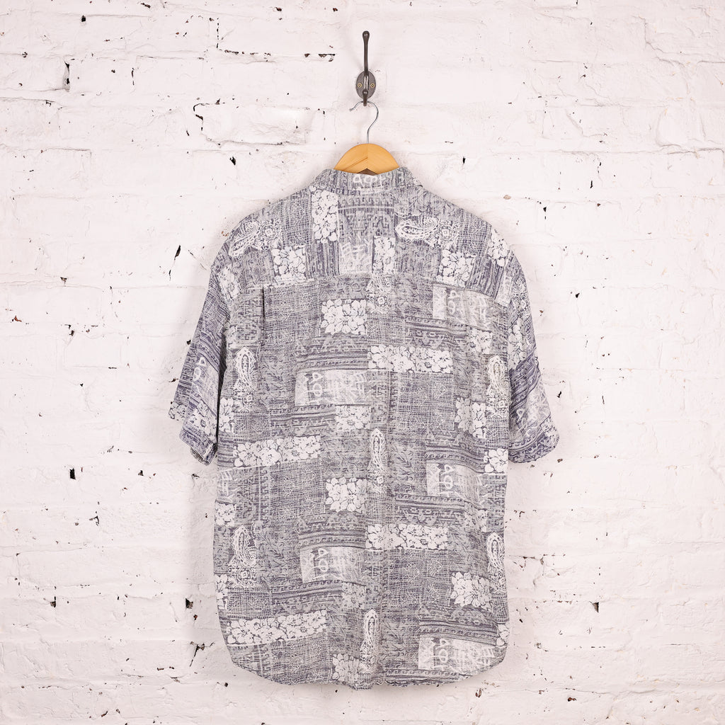 90s Short Sleeve Pattern Shirt - Grey - XL