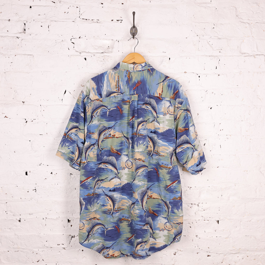 Nautica Fishing Hawaiian Shirt - Blue - XL