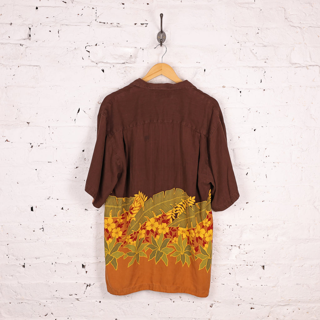 Tommy Bahama Silk Hawaiian Shirt - Brown - L