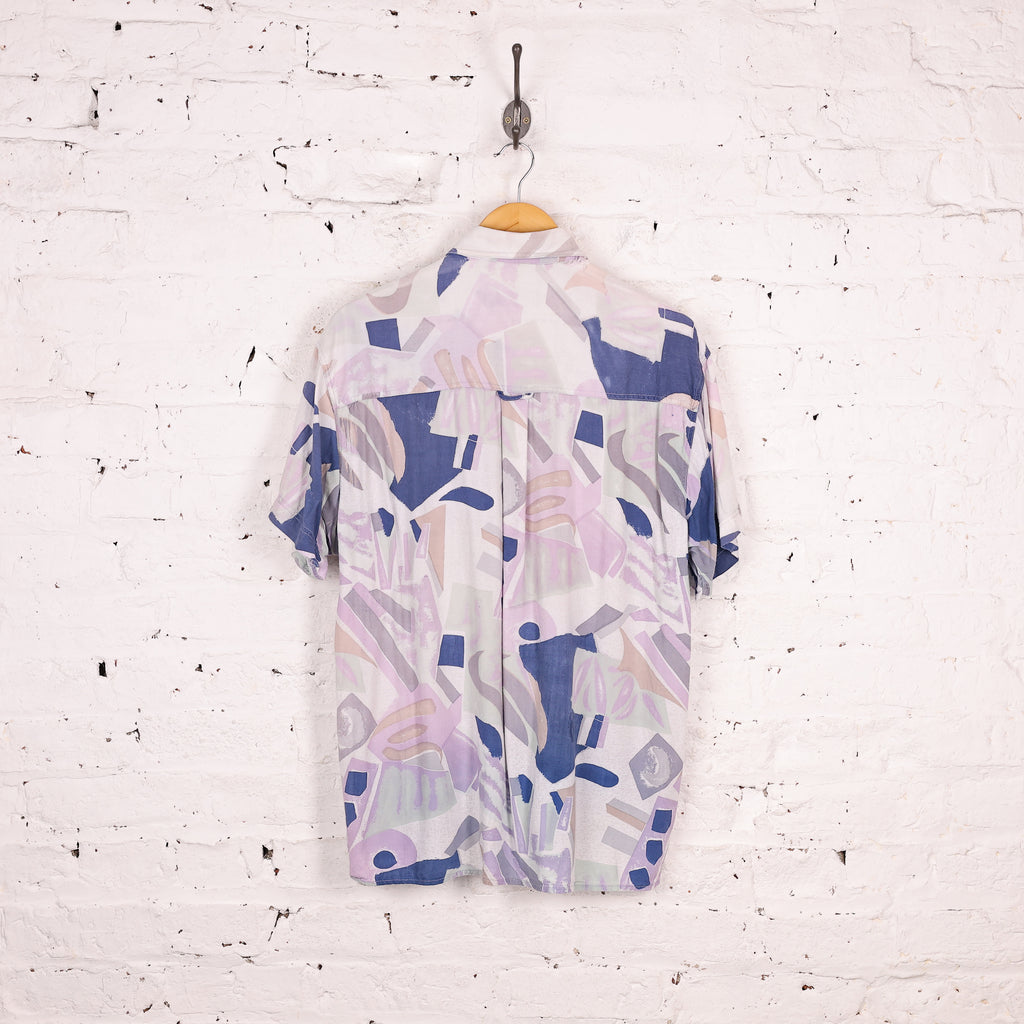 90s Short Sleeve Pattern Shirt - Purple - L