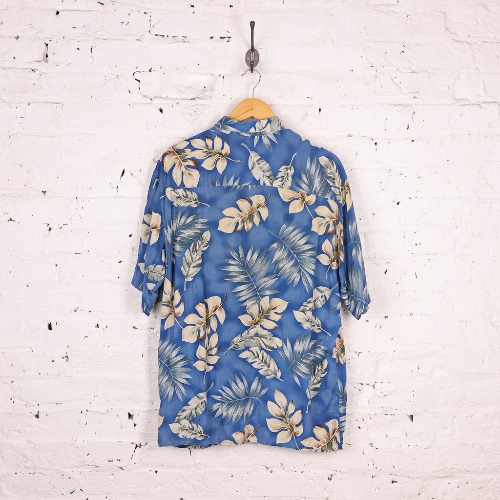 Hawaiian Leaves Pattern Shirt - Blue - M