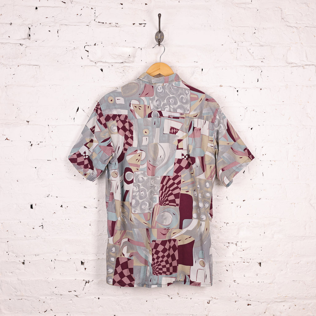 90s Pattern Short Sleeve Shirt - Purple - L