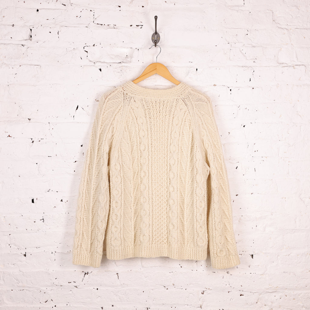 Women's Aran Cable Knit Cardigan - Cream - Women's M