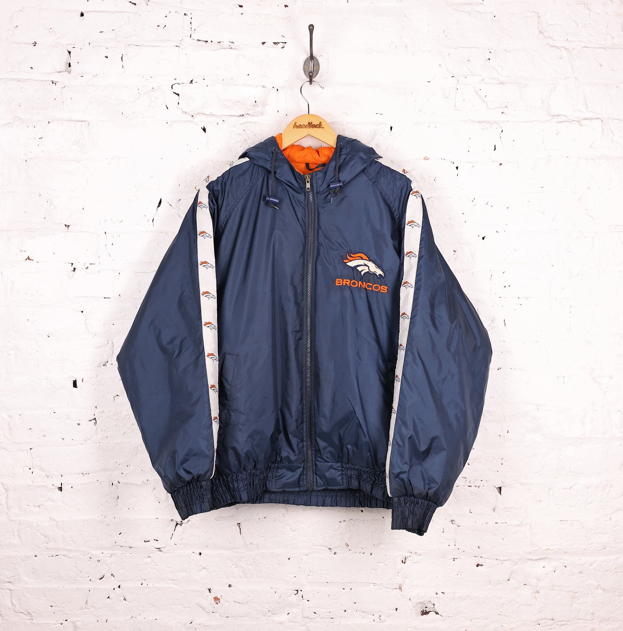Denver Broncos Hooded 90s American Football Jacket - Blue - M
