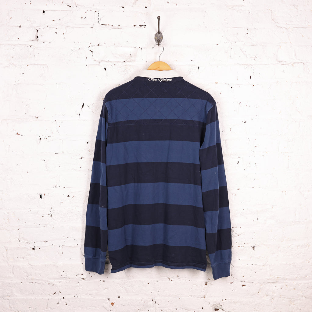 Canterbury England Rugby Striped Long Sleeve Polo Shirt - Blue - XL