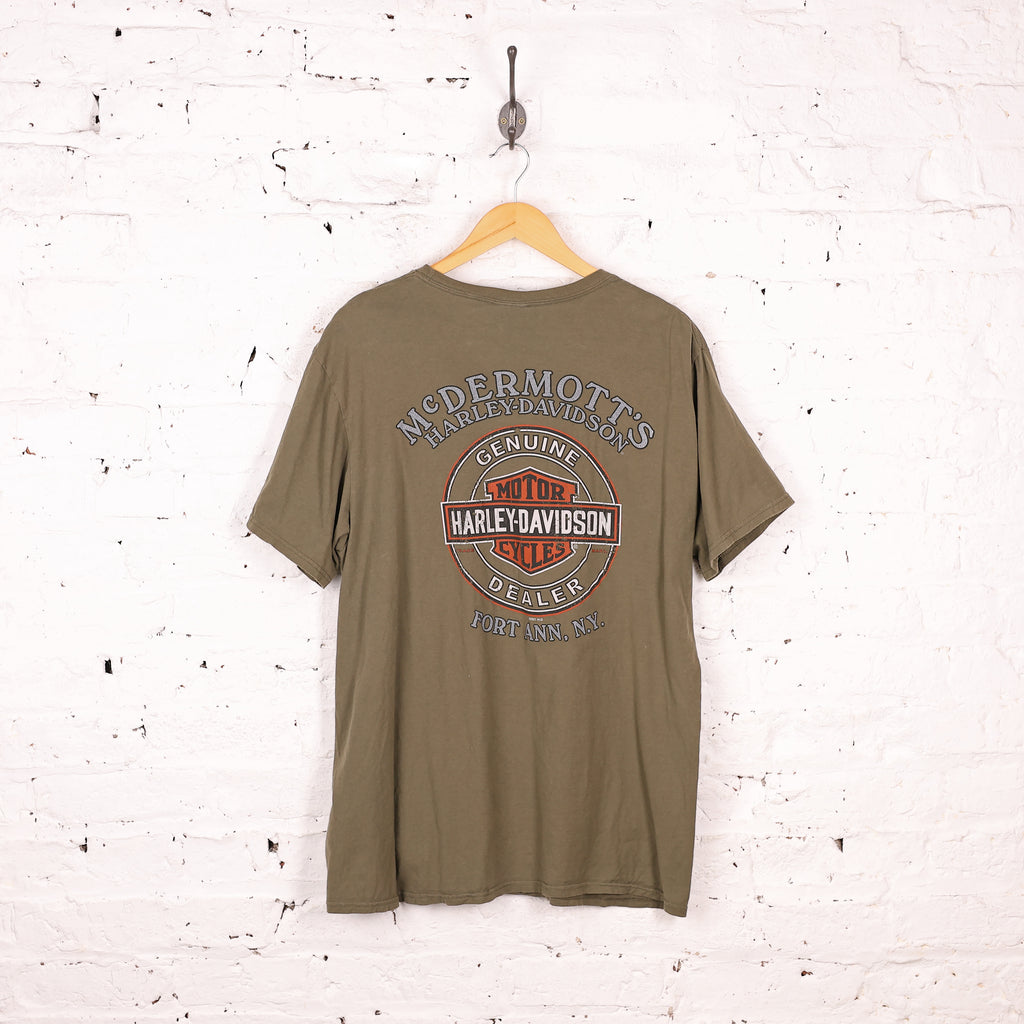 Harley Davidson Fort Ann Dealership T Shirt - Green - XL