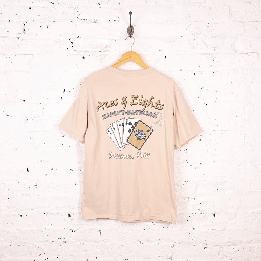 Harley Davidson Aces and Eights Ohio T Shirt - Beige - M