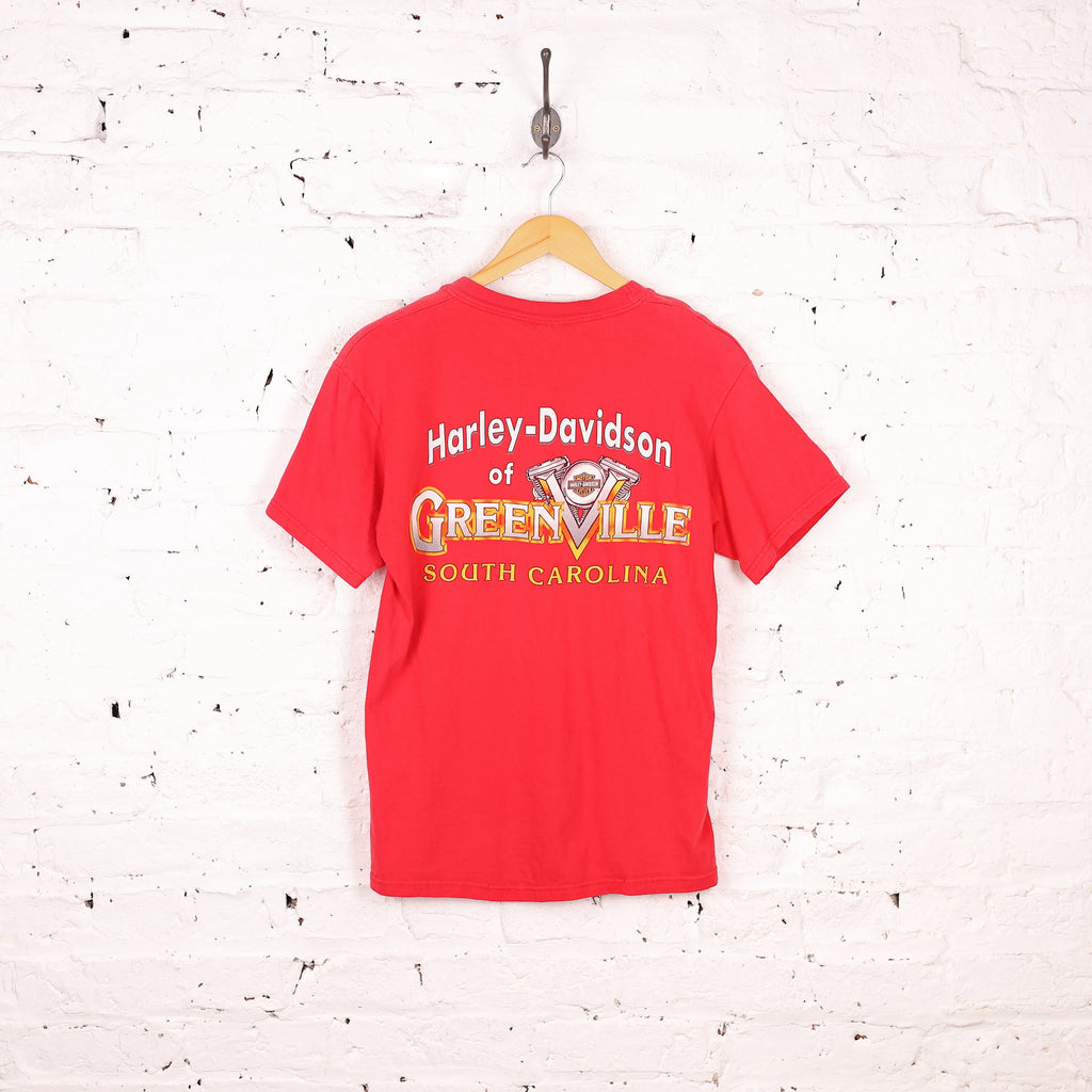 Harley Davidson Eagle Green Vile South Carolina T Shirt - Red - M