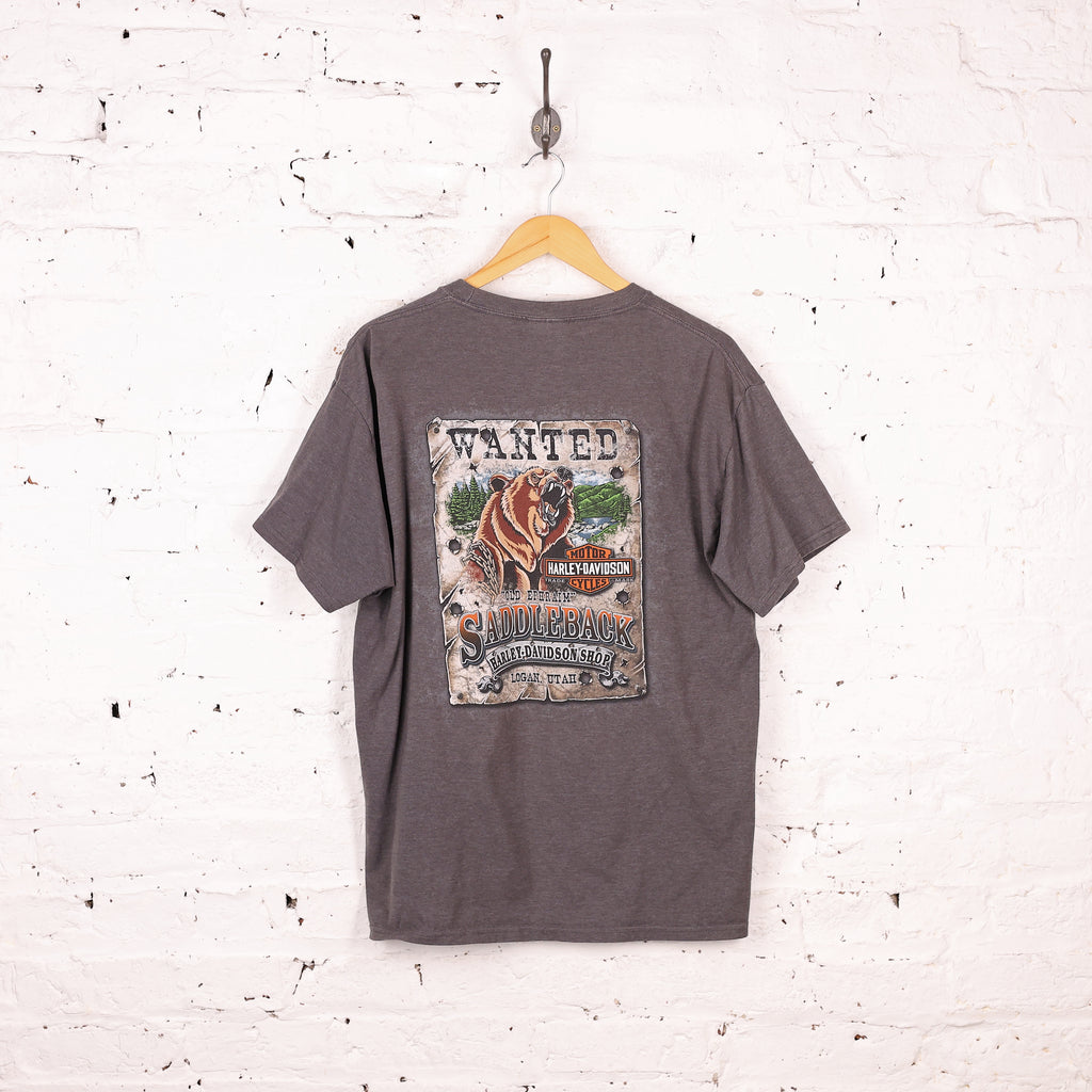 Harley Davidson Bear Saddleback Utah T Shirt - Grey - L