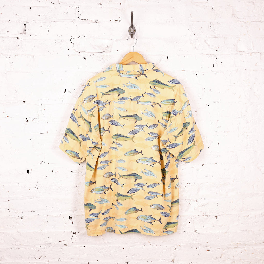 Fish Pattern Columbia Shirt - Yellow - M