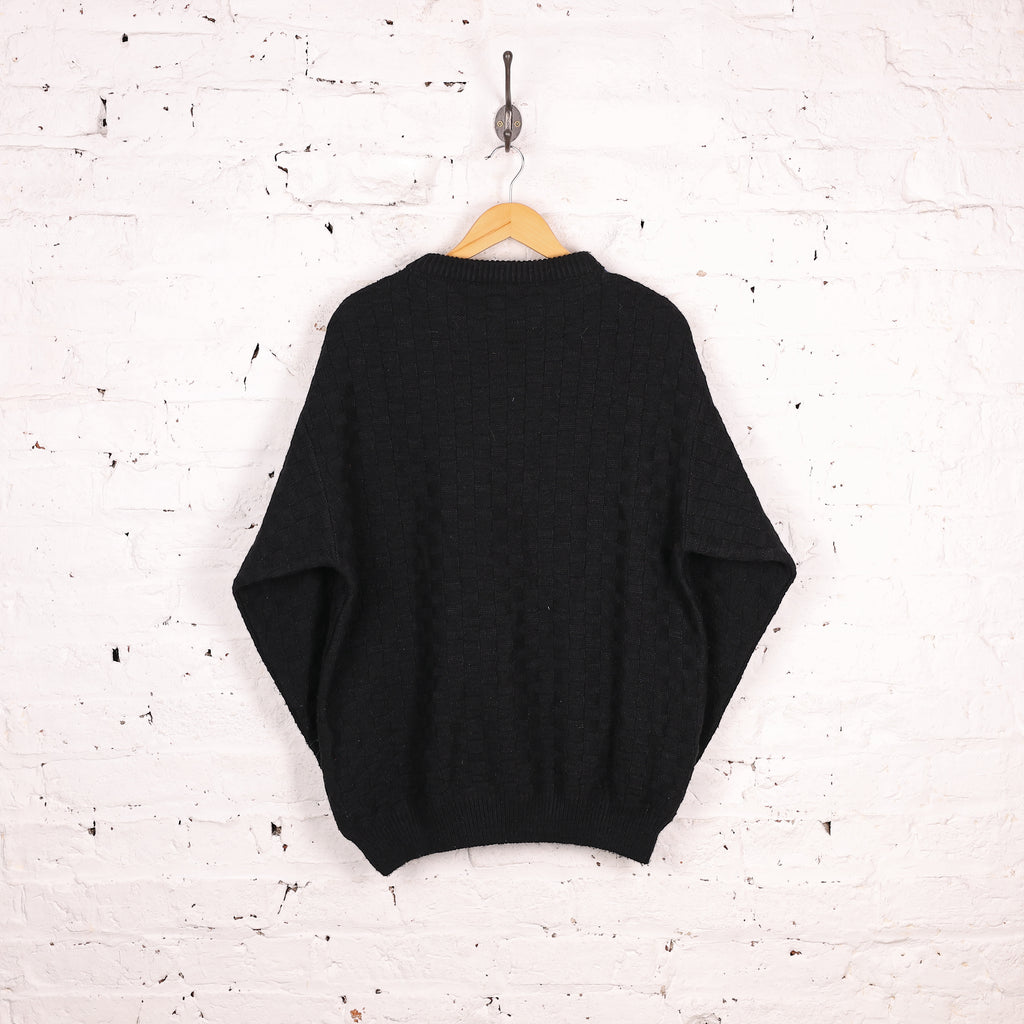 90s Pattern Knit Jumper - Black - M