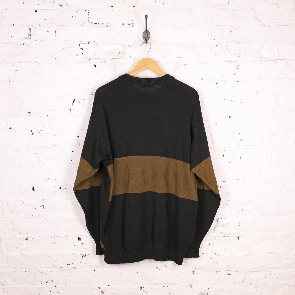 Carlo Colucci Pattern Texture Knit Jumper - Black - XL