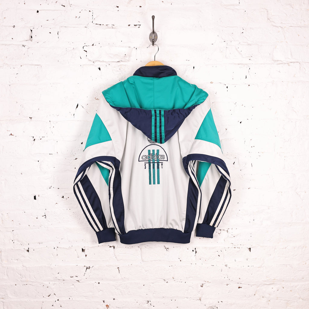 Adidas Sport Hooded 90s Tracksuit Top Jacket - Blue - S