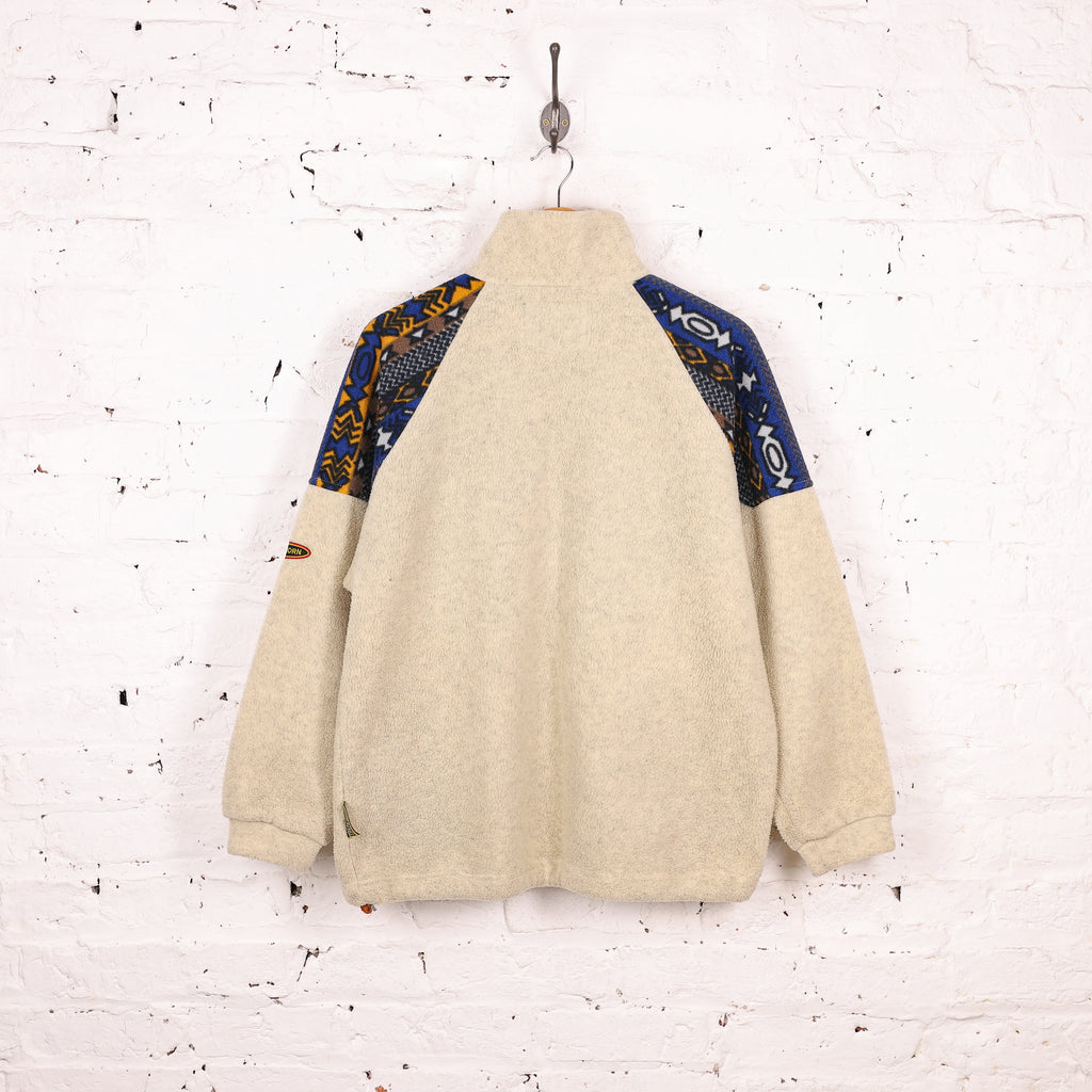 90s 1/4 Zip Pattern Fleece - Beige - S
