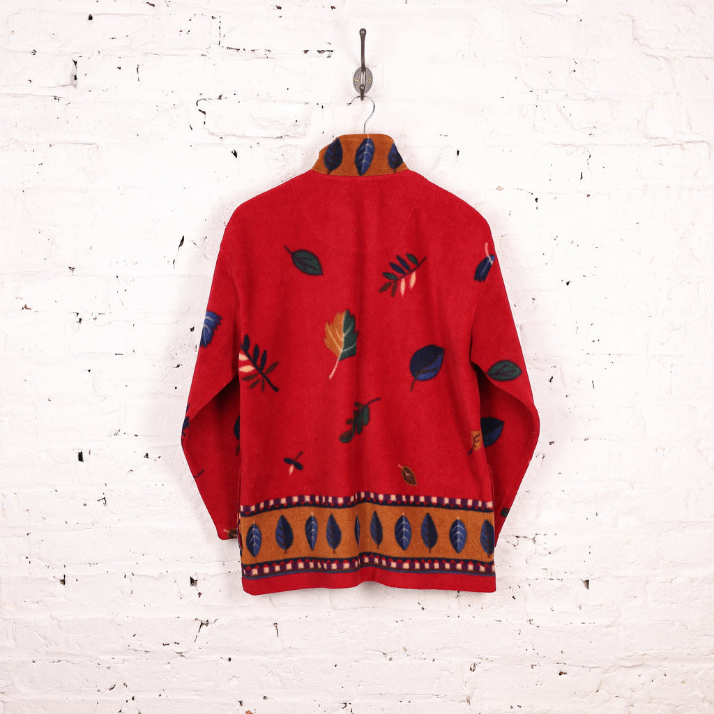 Women's Leaves 1/4 Zip Pattern Fleece - Red - Women's M