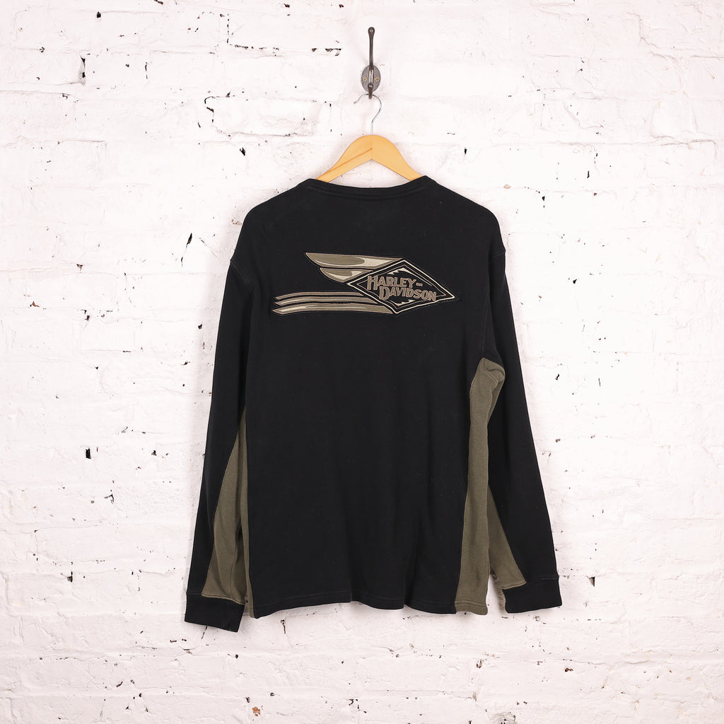 Harley Davidson V- Neck Sweatshirt - Black - L