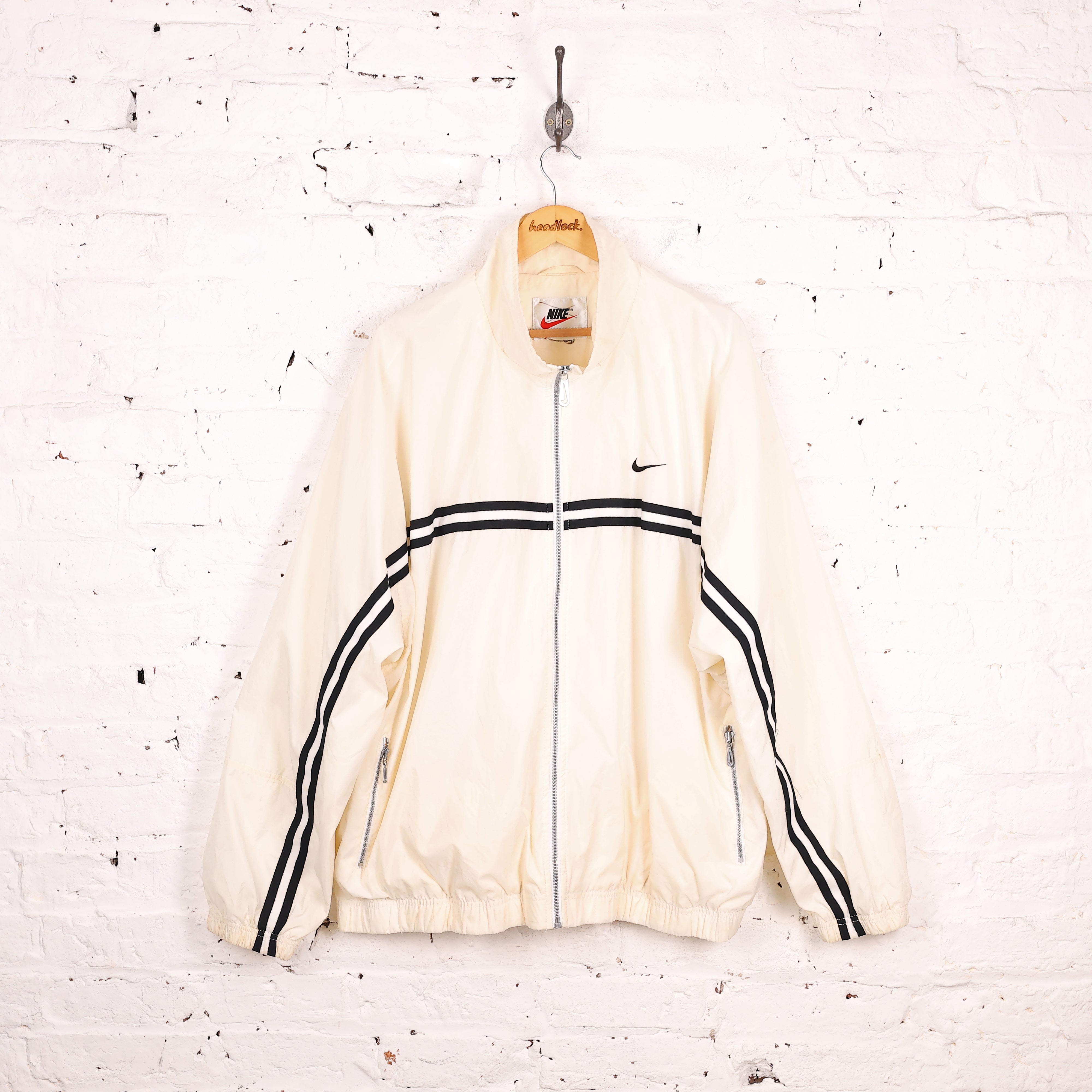 90s Nike Shell Tracksuit Top Jacket - Cream - XXL – Headlock 90s Nike Shell Tracksuit Top Jacket - Cream - XXL – Headlock