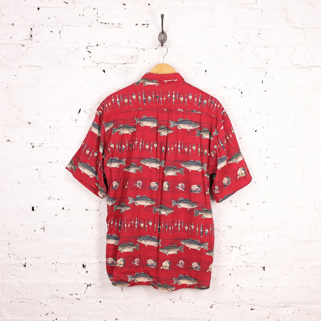 Fish Pattern Short Sleeve Shirt - Red - M