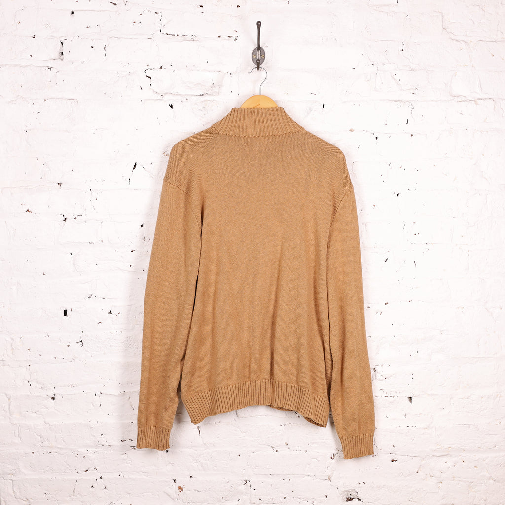 Ralph Lauren Knit 1/4 Zip Jumper - Brown - XL