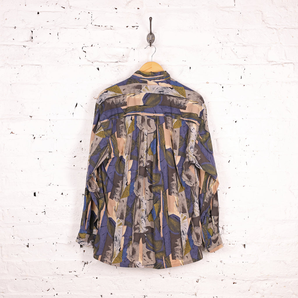 90s Long Sleeve Pattern Shirt - Purple - M