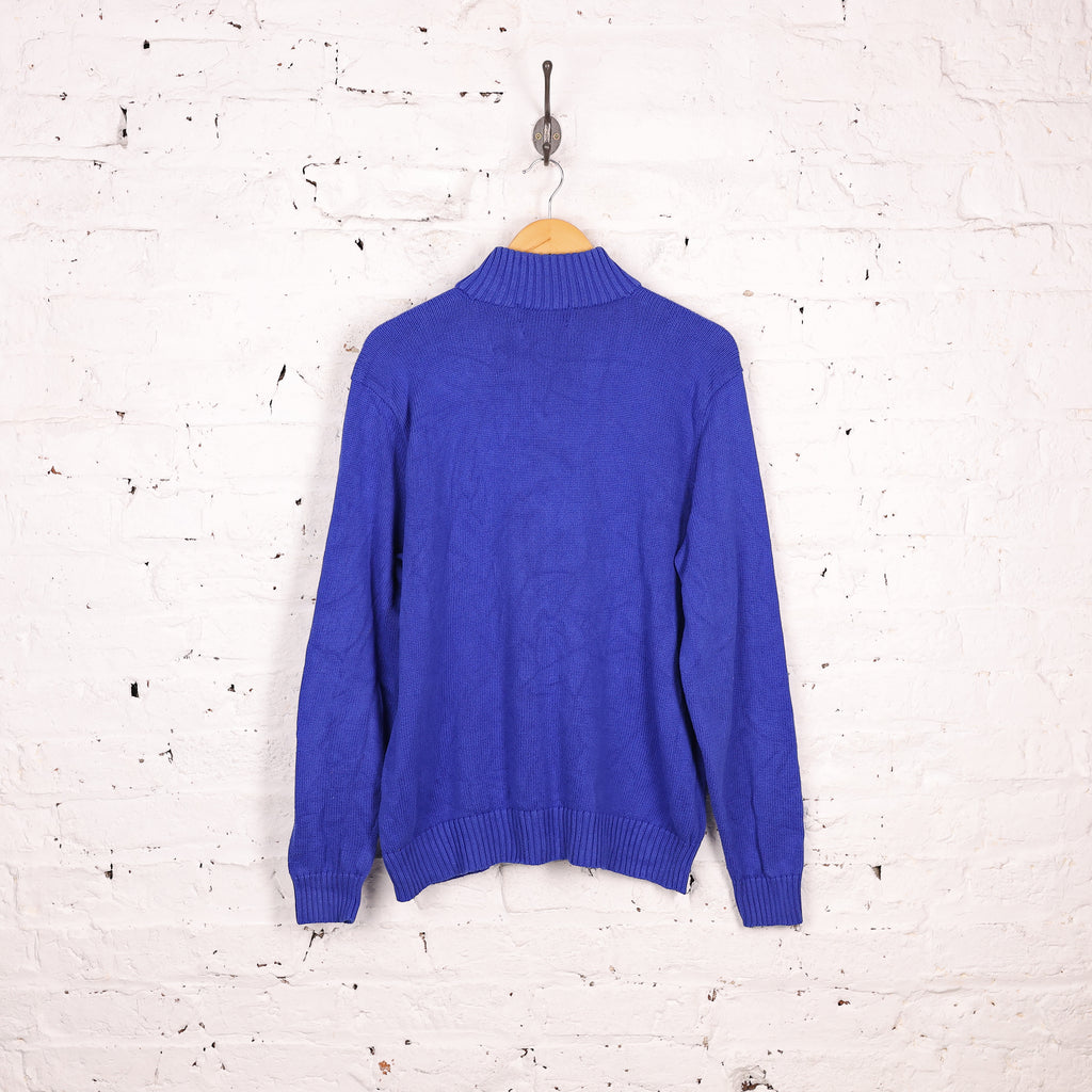 Ralph Lauren 1/4 Zip Knit Jumper - Blue - XL