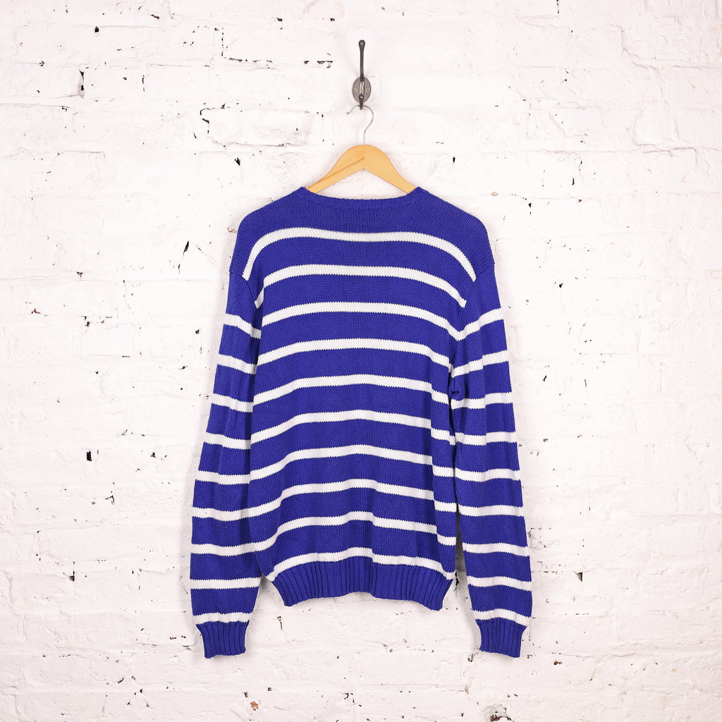 Ralph Lauren Striped Knit Jumper - Blue - XL
