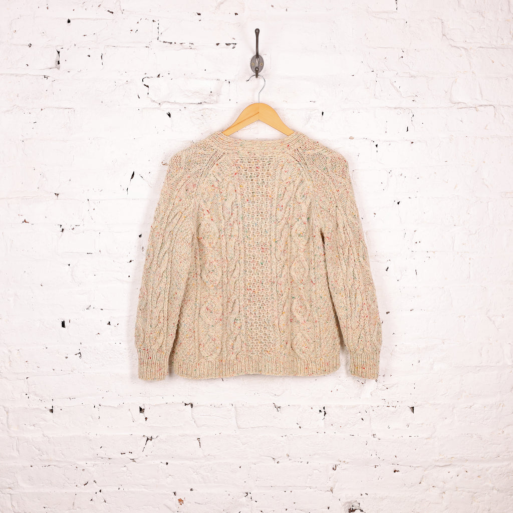 Women's Aran Cable Knit Cardigan - Beige - Women's S