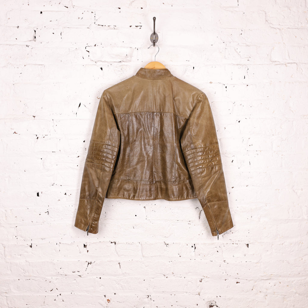 Women's Y2K Real Leather Jacket - Green - Women's S