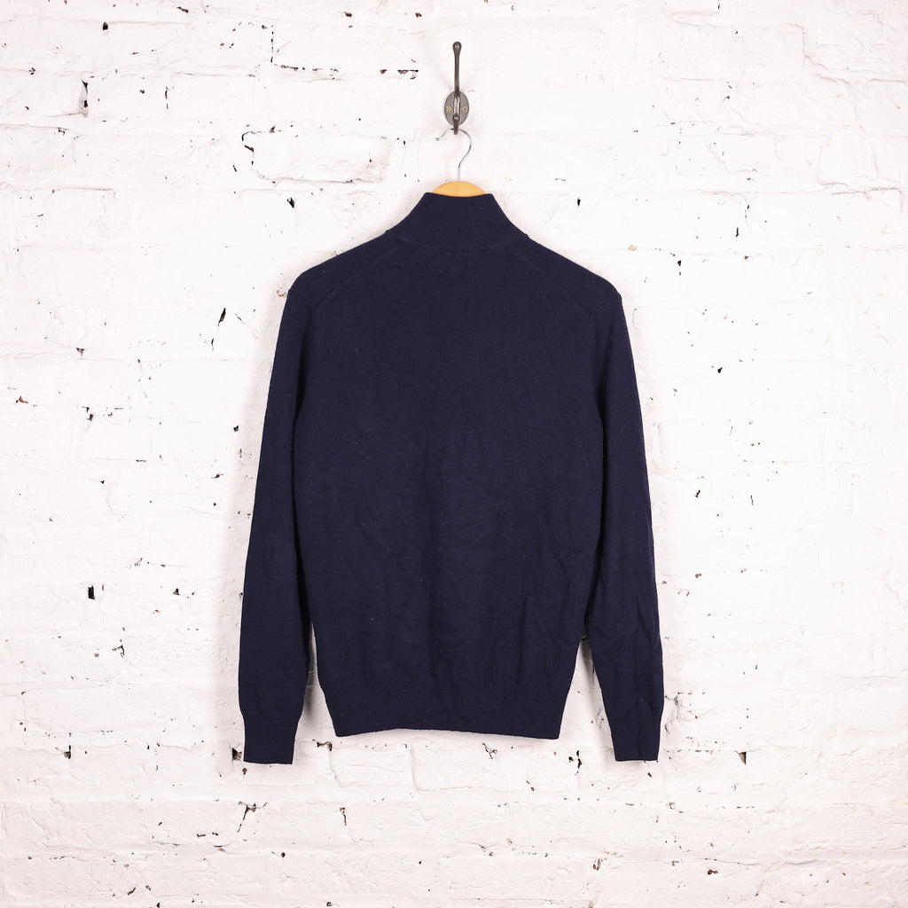 Ralph Lauren 1/4 Zip Wool Knit Jumper - Blue - XS