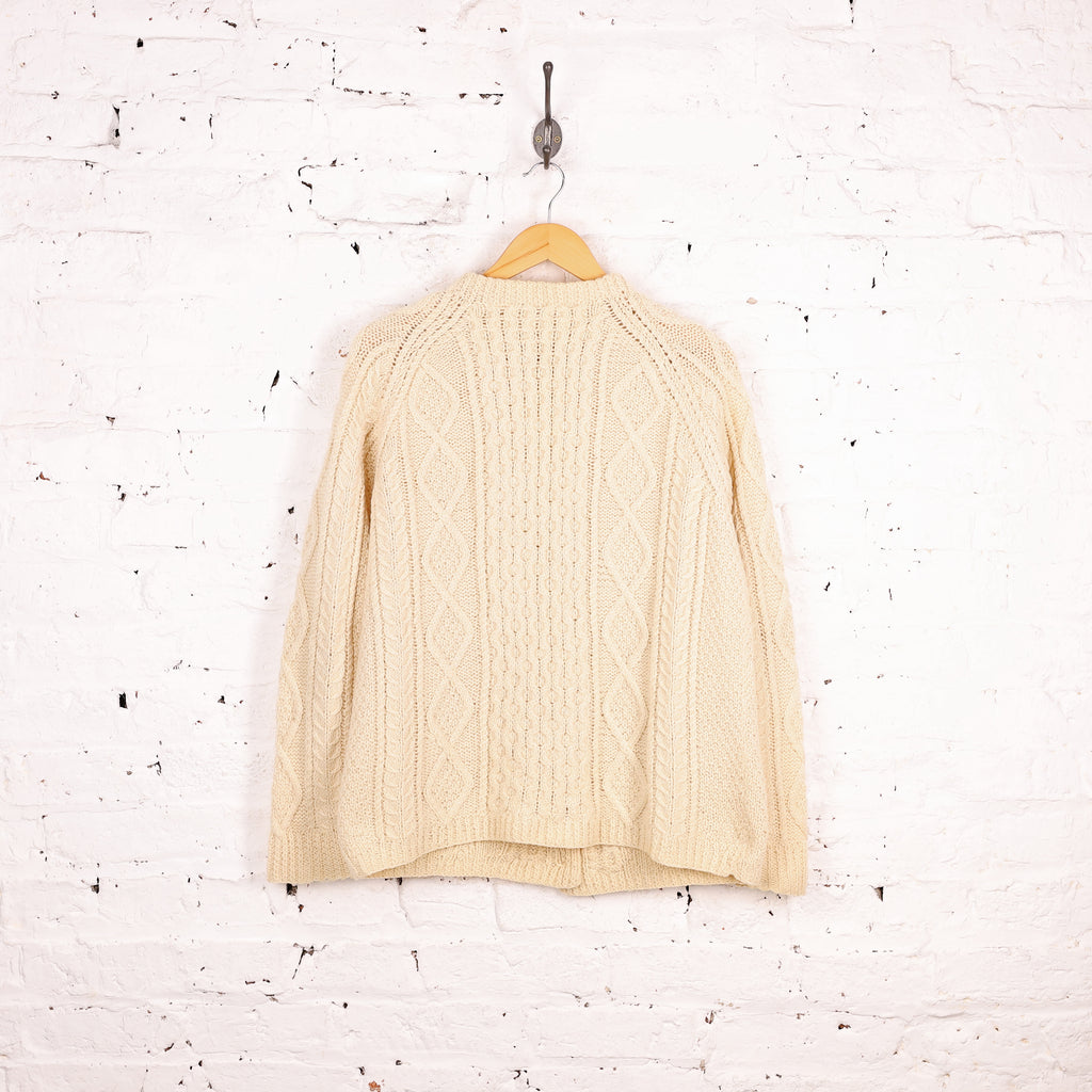 Women's Aran Cable Knit Cardigan - Cream - Women's M