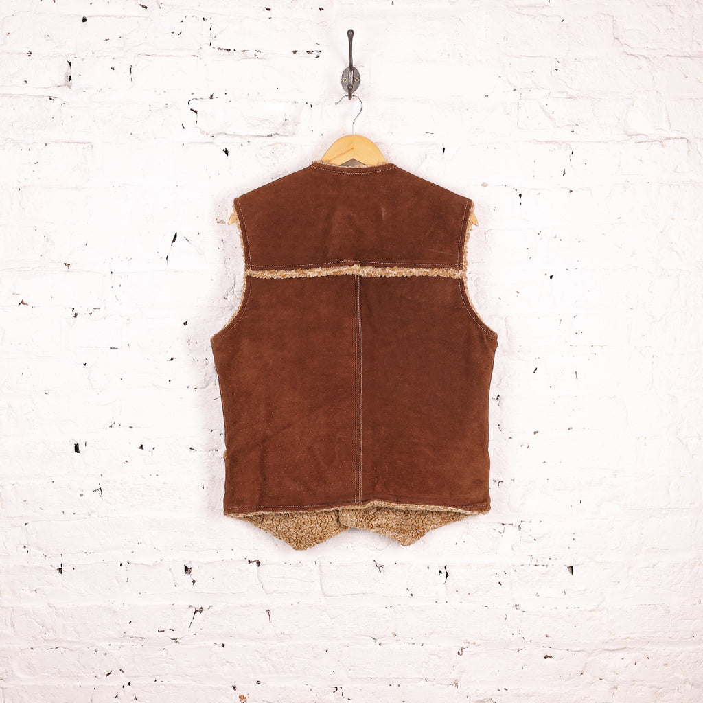 JC Penney Sheepskin Bodywarmer Gillet Waistcoat - Brown - M