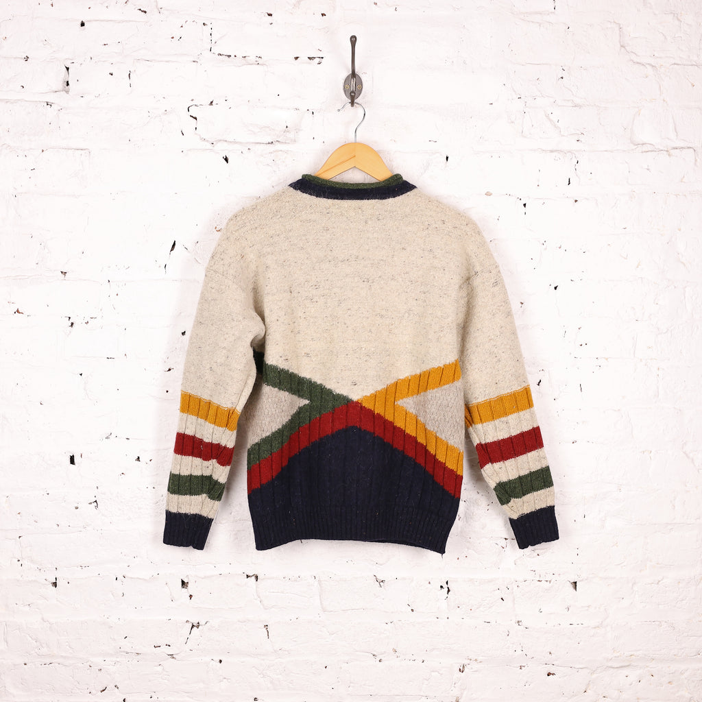 Woodpecker Canoe Pattern Knit Jumper - Beige - XS