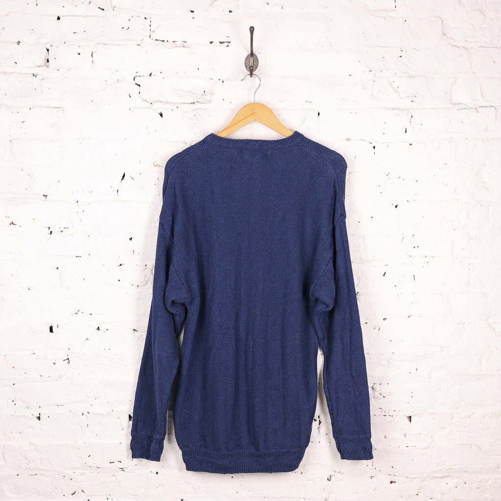 Ralph Lauren Chaps Cotton Knit Jumper - Blue - L