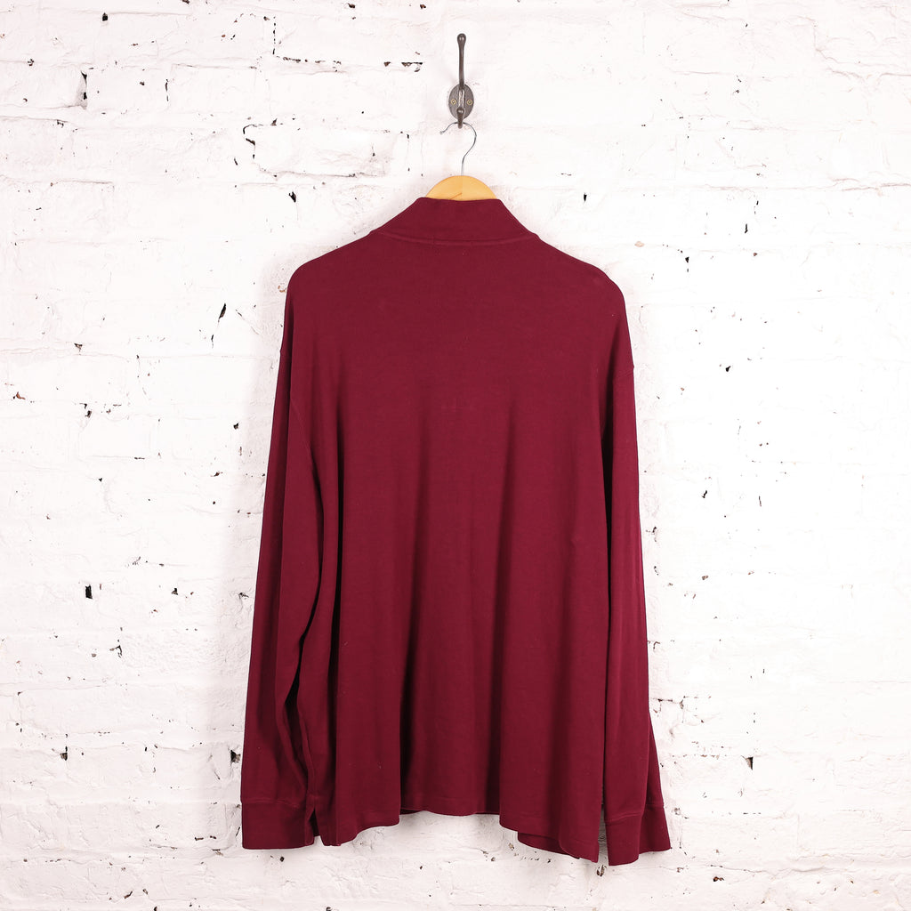 Ralph Lauren Estate Rib 1/4 Zip Sweatshirt - Maroon - XL