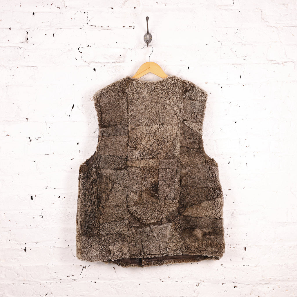 Shearling Fleece Gilet Bodywarmer Jacket - Brown - XL
