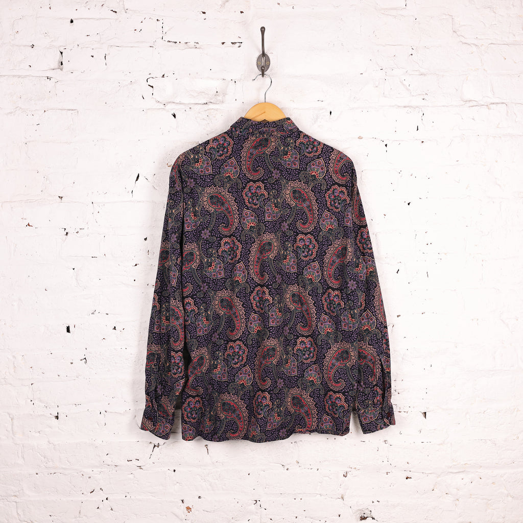 Paisley Pattern Long Sleeve Shirt - Black - L
