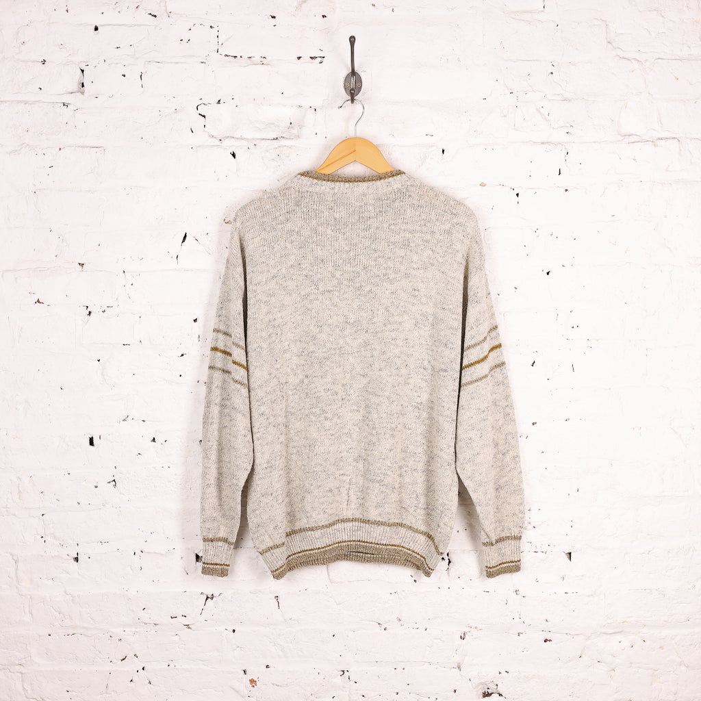 90s Picture Pattern Knit Jumper - Beige - M