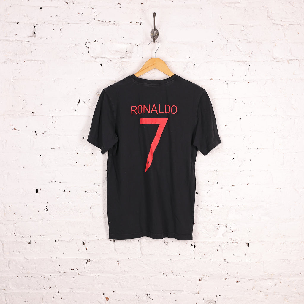 Adidas Manchester United Red Devils Ronaldo T Shirt - Black - S