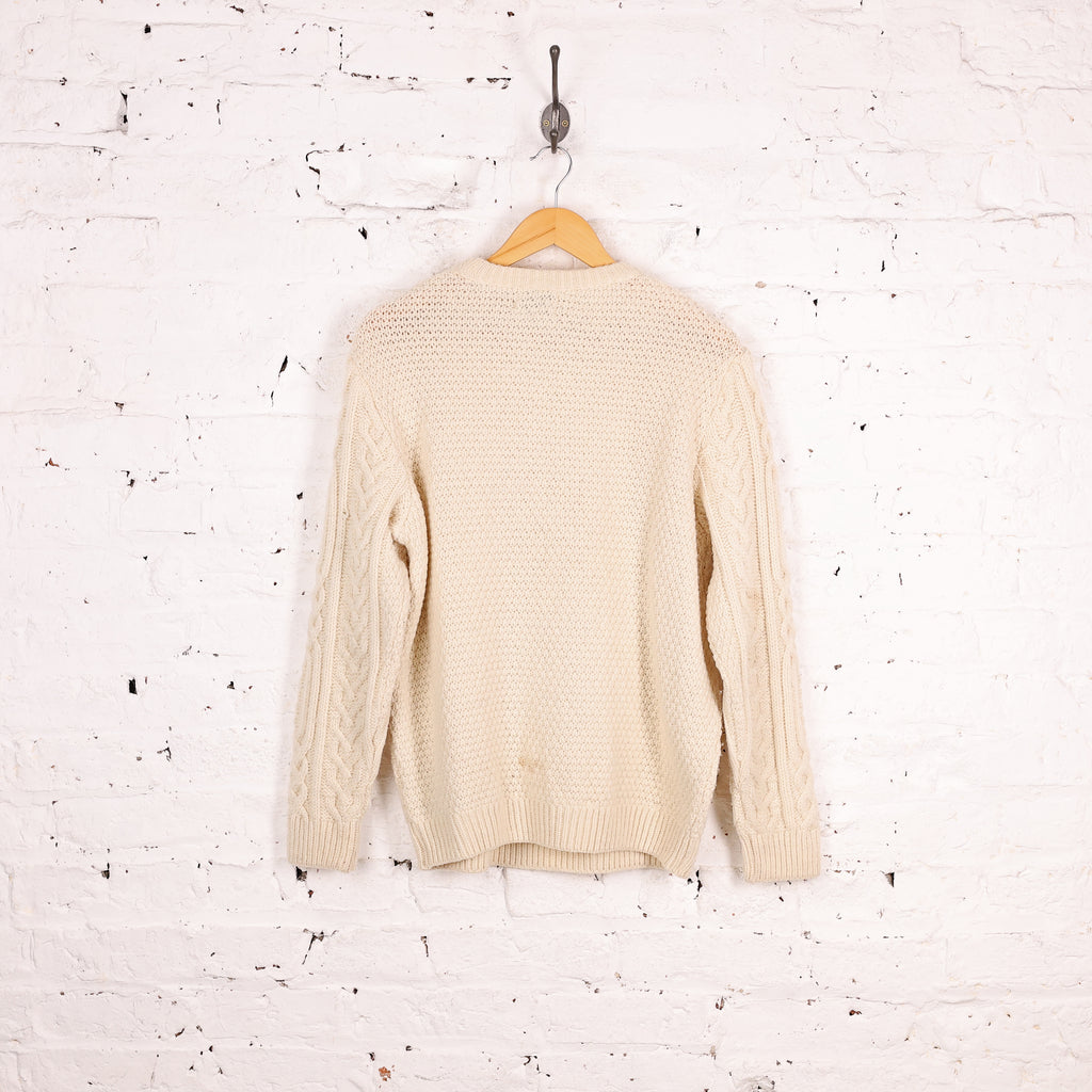 Merino Wool Cable Knit Jumper - Cream - M