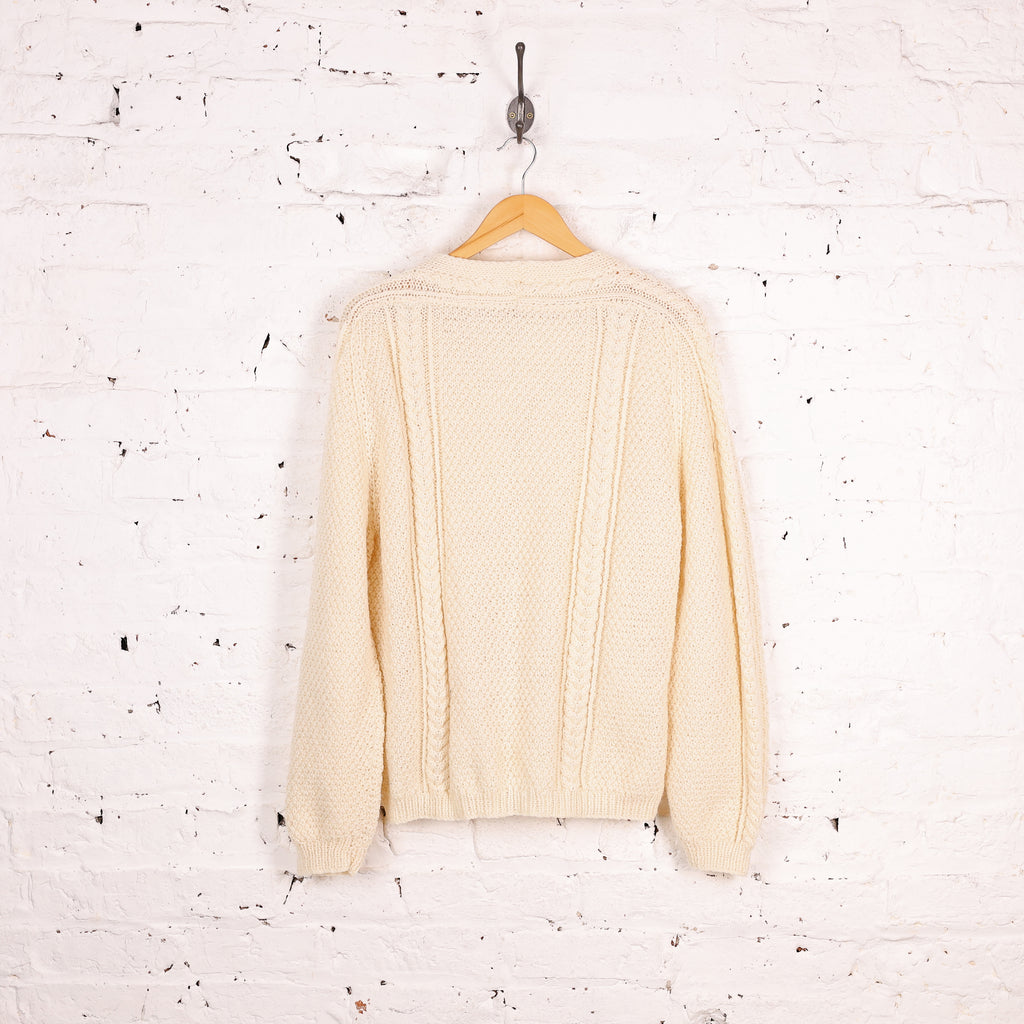Women's Aran Cable Knit Cardigan - Cream - Women's M