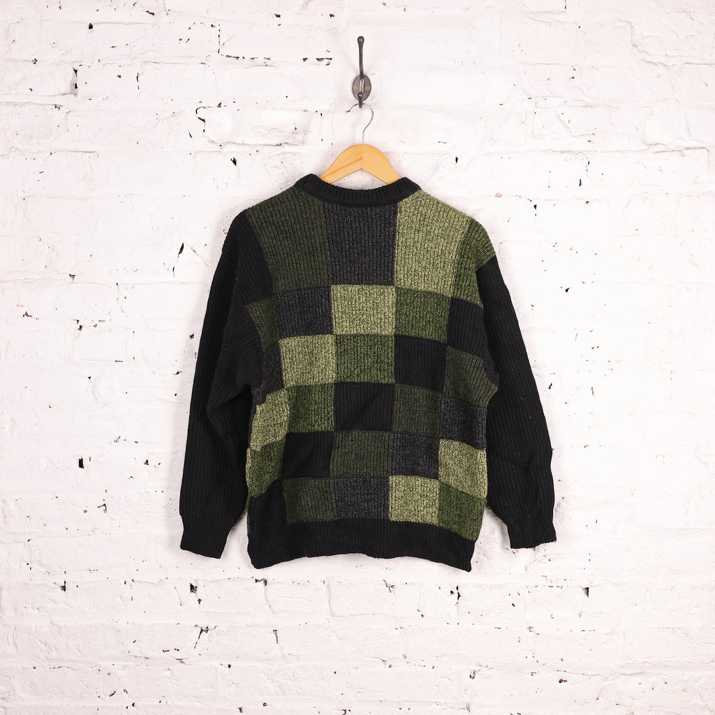 Carlo Colucci Squares Pattern Knit Jumper - Black - S